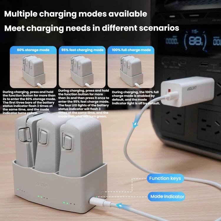 LKTOP FC326 65W 3-Channel Battery Charge Manager, For DJI Flip