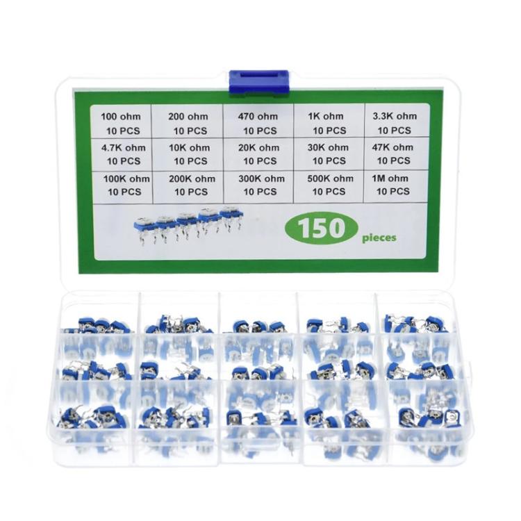 150pcs /Set 6mm Adjustable Resistor Box Lit, 150pcs /Set