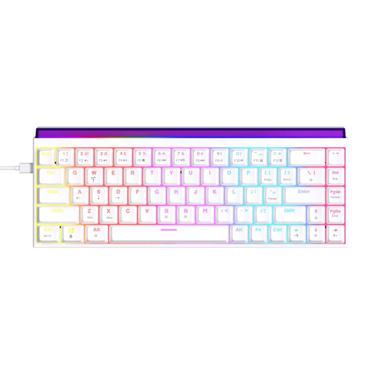 NACODEX NK68 Magnetic Shaft Mechanical Dazzle Color Wired Keyboard Office Computer Gaming 68 Keys Keyboard, Ordinary White, Contour Line White, Contour Line Black