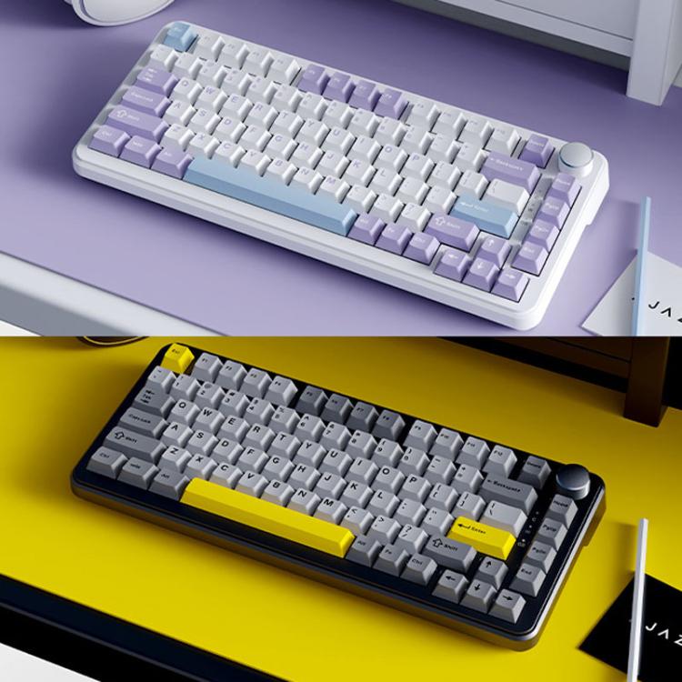 Ajazz AK820 MAX Hot-swappable Gasket 75 Mechanical Keyboard With RGB Light, Tri-mode Sea Salt Shaft V2 Side Carved Gradient Blue, Tri-mode Ice Cream Shaft Purple White Blue, Tri-mode Ice Cream Shaft Black Gray Yellow                                    ...