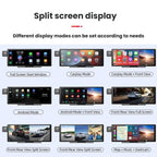 Voice-Controlled CarPlay With Split-Screen Dual-Camera Dashcam, Front Camera + Interior View, With Rear View Camera