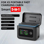 SYMIK Battery Charger Hub For Insta360 X5 Charging Station Portable Power Manager With 1.47-Inch LCD Screen, For Insta360 X5