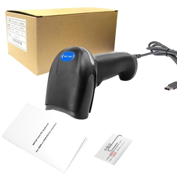 NETUM Barcode Scanner Supermarket  Retail Store QR Code Scanner, Wired Red Light, Wired Laser, Wired 2D