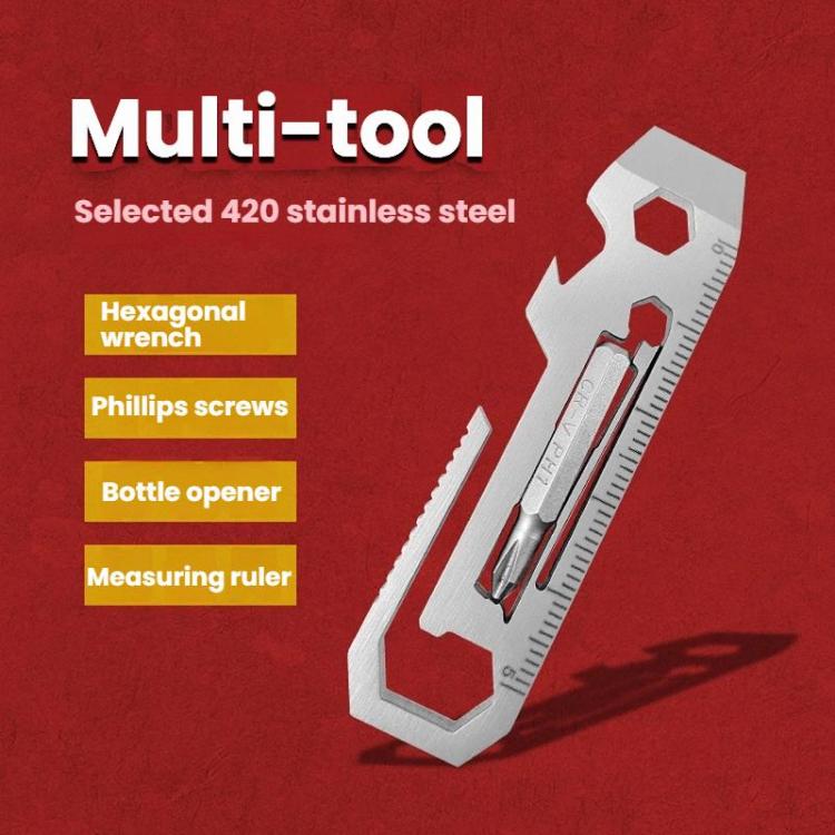 Multi-tool With Batch Wrench Stainless Steel Tool Card, 7 In 1