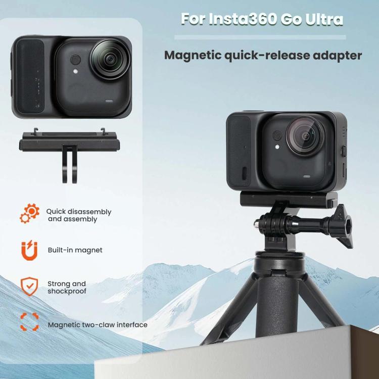 For Insta360 GO Ultra Magnetic Quick-Release Adapter Mount Aluminum Alloy Expandable Accessory, Quick-Release Adapter