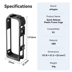 For Insta360 X5 AMagisn Quick Release Plastic Cage Expansion Frame Accessories, PF02