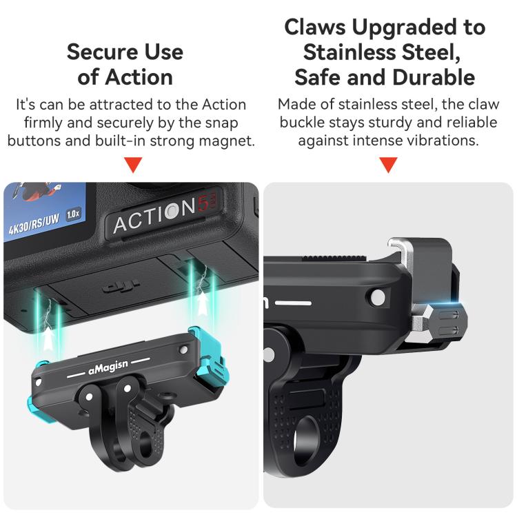 aMagisn TN11 Bidirectional Magnetic Quick Release Mount 2.0 For DJI Nano / Osmo 360 / Action 5 Pro / 4 / 3, TN11 Metal