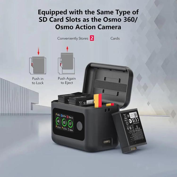 With Screen Charging Bin Intelligent Charge Manager For DJI Osmo 360 / Action 5 Pro / Action 4 / Action 3, Battery Not Included, RCSTQ 5 In 1