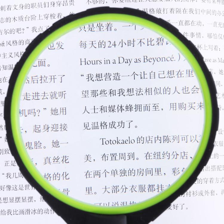 10X 75mm 2LEDs Shockproof Handheld Magnifying Glass For Reading Identification