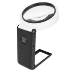 LED Folding Desktop Magnifying Glass For Reading Antique Jewelry Identification, 80mm 6X / 25X, 90mm 5X / 25X, 110mm 3.5X / 25X