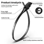 WEST BIKING Bicycle/Motorcycle Helmet Anti-Theft Portable Combination Cable Tie Lock, Bear Short, Bear Long, Regular Short, Regular Long