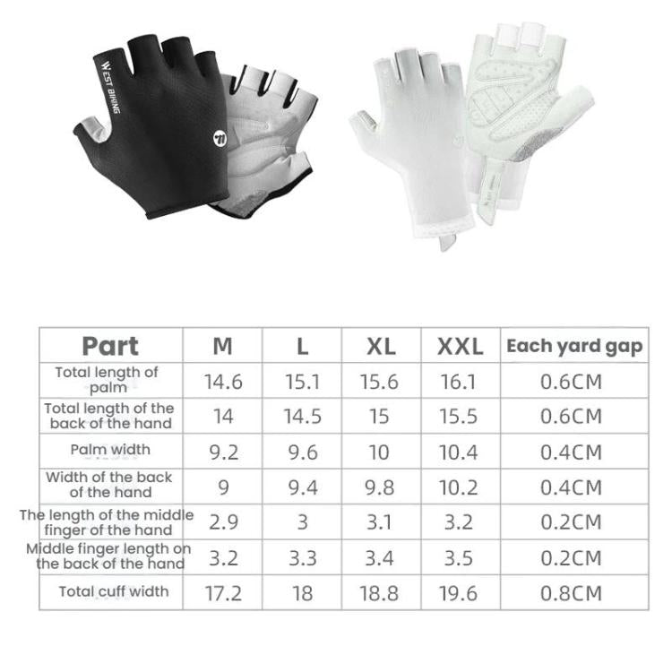 WEST BIKING Breathable Shock-absorbing Non-slip Half-finger Cycling Gloves, M, L, XL, XXL