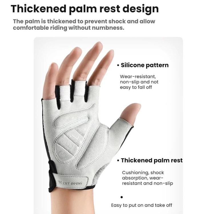 WEST BIKING Breathable Shock-absorbing Non-slip Half-finger Cycling Gloves, M, L, XL, XXL
