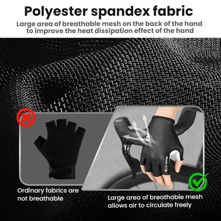 WEST BIKING Breathable Shock-absorbing Non-slip Half-finger Cycling Gloves, M, L, XL, XXL