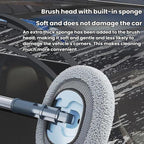 Soft Bristle Curved Rod Telescopic Car Washing Mop Car Dusting Brush Car Cleaning Tools, White