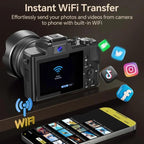 DC226 8K Camcorder With Front/Rear 48MP Dual Cameras, 3.2-Inch HD Touch Screen, LED Flash, HDMI Output & WiFi Transfer, EU Plug, US Plug, UK Plug