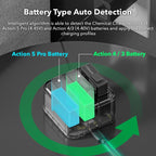 SYMIK Fast Charging Case For DJI Osmo Action 5 Pro / 4 / 3 Three Channel Battery Charger With 0.96-Inch OLED Screen, SYMIK