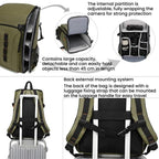 Outdoor Large Capacity Waterproof Camera Bag Detachable Portable DSLR Backpack, Olive Green