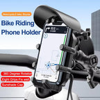 Motorcycle Phone Holder with Sun Visor & Anti-Theft Lock 360-degree Rotation, Camera Compatible, Handlebar Mount, Mirror Stem Mount