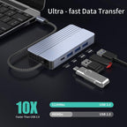 10-In-1 USB-C/Type-C Hub With 100W Power Delivery, HDMI 4K 30Hz, USB 3.0/2.0 Ports, SD/TF Card Reader, 100Mbps Ethernet & Audio Jack, 10 In 1