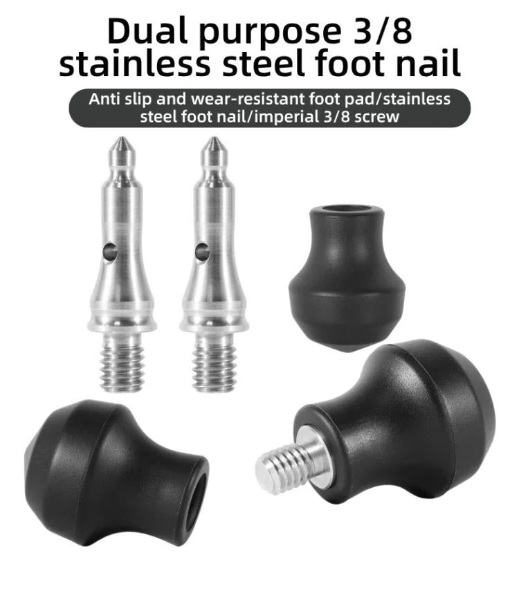 3/8 inch Tripod Monopod Dual Purpose Foot Pad Spike Rubber Anti-slip Stainless Steel Spike, FT-14