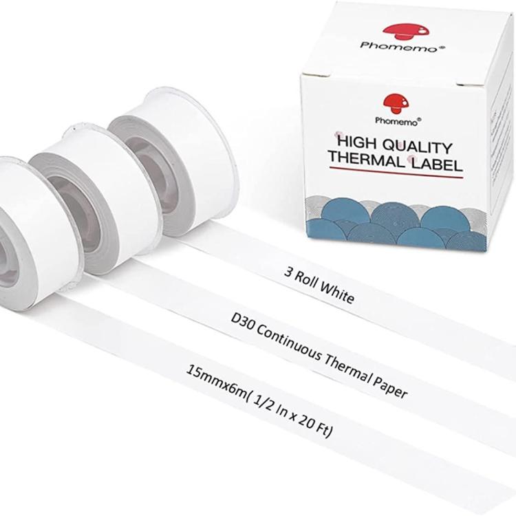 Thermal Self-Adhesive Labels For D30 Printer, Phomemo 6mmx22mm-520pcs White, Phomemo 12mmx22mm-260pcs White, Phomemo 12mmx30mm-210pcs White, Phomemo 12mmx40mm-160pcs White, Phomemo 12mmx50mm-130pcs White, Phomemo 14mmx30mm-230pcs White                 ...