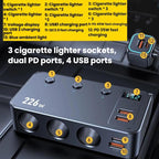 226W 3 In 1 Car Cigarette Lighter Digital Display PD Fast-Charging Car Charger, C33