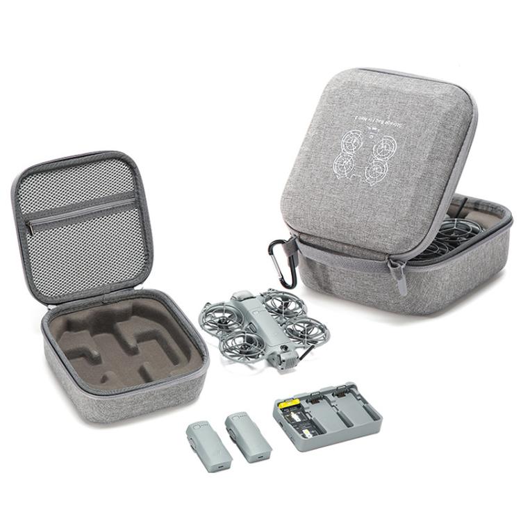 For DJI Neo 2 Drone Mini Hard Case Compact Portable Pouch with Metal Clip, Mini Gray