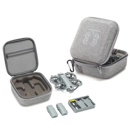 For DJI Neo 2 Drone Mini Hard Case Compact Portable Pouch with Metal Clip, Mini Gray