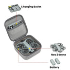 For DJI Neo 2 Drone Mini Hard Case Compact Portable Pouch with Metal Clip, Mini Gray