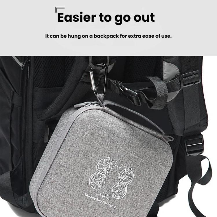 For DJI Neo 2 Drone Mini Hard Case Compact Portable Pouch with Metal Clip, Mini Gray
