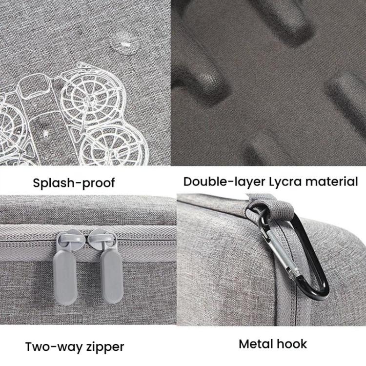 For DJI Neo 2 Drone Mini Hard Case Compact Portable Pouch with Metal Clip, Mini Gray