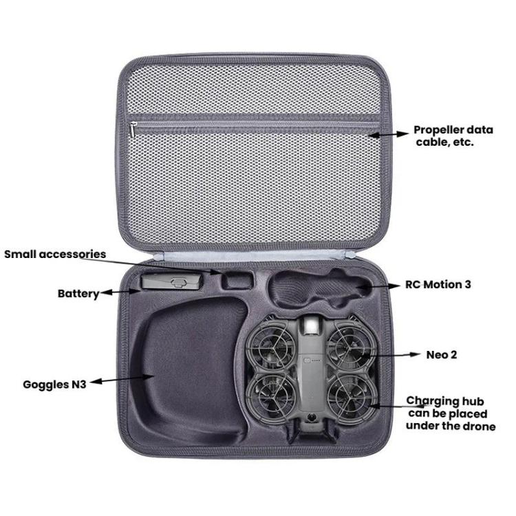 For DJI Neo 2 Motion Fly More Combo Hard Shell Carrying Case Sling Bag, Motion Gray