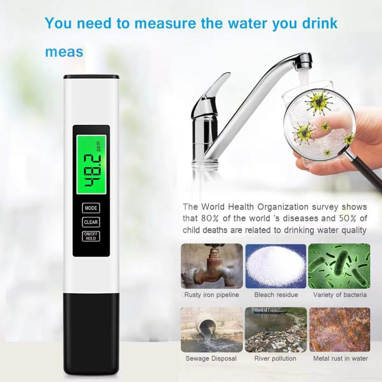 Dual-Color Smart Backlight Water Quality Tester Pen 3-in-1 TDS Meter Conductivity & Temperature Detector, 3-in-1 Leather Case White, 3-in-1 Leather Case Yellow, 3-in-1 PP Box Yellow, 3-in-1 PP Box White
