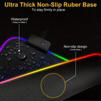 Micro-USB LED Glowing Mouse Keyboard Pad RGB Colorful Lights Locked Edge Thickened Mouse Desk Pad, 250x350x3mm, 250x350x4mm, 300x800x3mm, 300x800x4mm, 400x900x3mm, 400x900x4mm