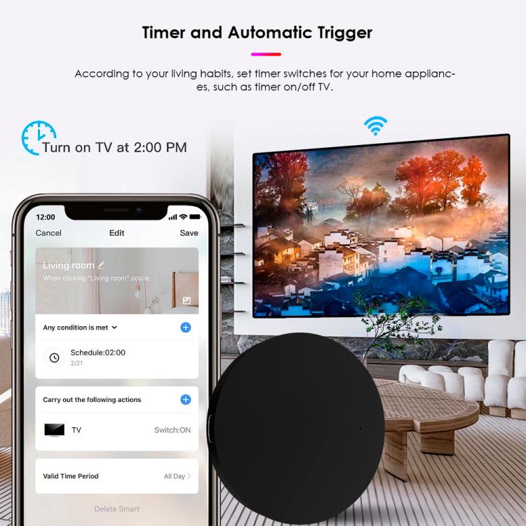 Tuya Wifi Smart Home Universal Remote Control, Support Voice Control/Mobile Phone Remote Operation, IR, IR+RF