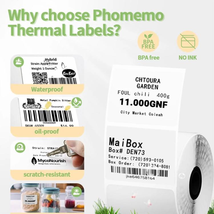 Phomemo 40x30mm 3-in-1 Thermal Labels for M110 Printer (Blue/Pink/Khaki )