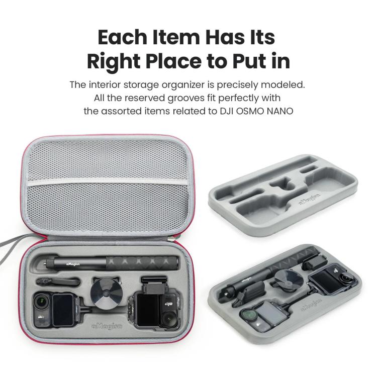For DJI Osmo Nano aMagisn Medium Hard Shell Carrying Case with Removable Foam Insert, For DJI Osmo Nano
