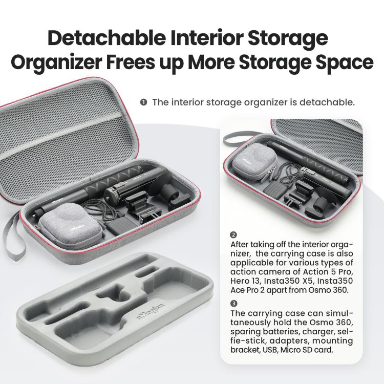 For DJI Osmo Nano aMagisn Medium Hard Shell Carrying Case with Removable Foam Insert, For DJI Osmo Nano