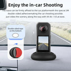 For Insta360 X4 Air/X3 aMagisn Silicone Mount Holder Base Car Dashboard & Desk Stand, Without Double-sided Tape, With Double-sided Tape