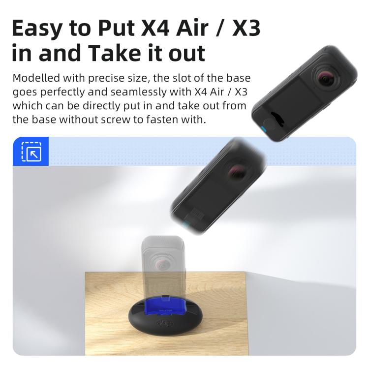 For Insta360 X4 Air/X3 aMagisn Silicone Mount Holder Base Car Dashboard & Desk Stand, Without Double-sided Tape, With Double-sided Tape