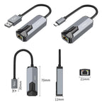 JINGHUA 2.5G Wired Network Adapter RJ45 Laptop HUB, USB, TYPE-C