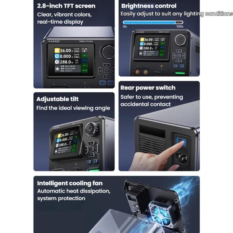 FNIRSI IPS3608 CNC DC Adjustable Regulated Power Supply High-Power Upper Computer, EU Plug, US Plug