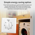 15A Countdown Timer Switch Socket With Power Indicator & Normally Open Function, 15min, 30min, 60min, 120min