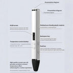3D Printing Pen Kit With Detachable Body, HD OLED Screen & Precise Temperature Control – 3-Speed Adjustable, Without Plug, US Plug, EU Plug