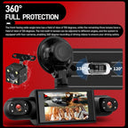 3 Inch 1080P Car Dash Cam With Four Lenses 480P Interior Left Right Rear Cameras, L5972