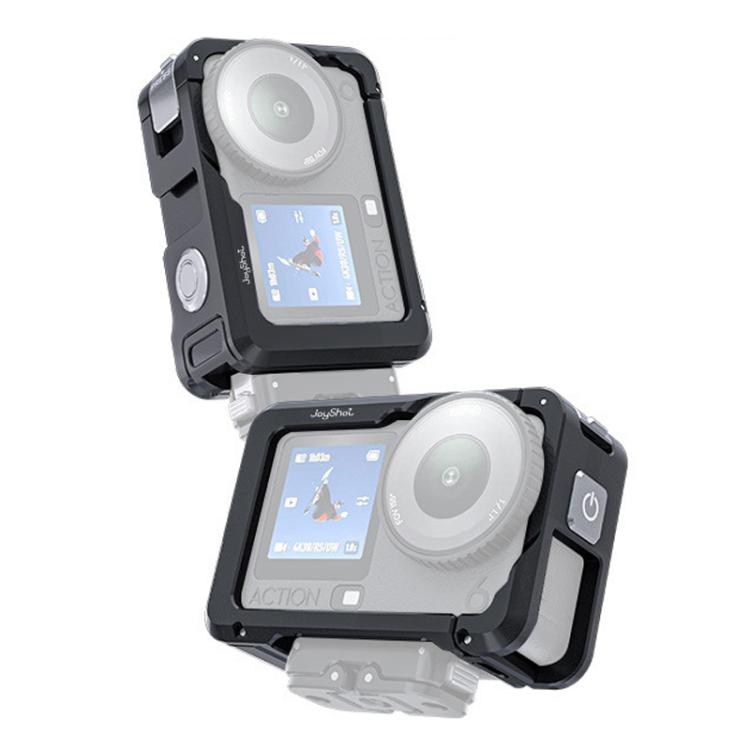 For DJI Osmo Action 6 Joyshot Dual-Open Metal Cage Aluminum Protective Frame with 1/4-inch Screw Holes & Cold Shoe Mount, Dual-Open Cage