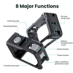 For DJI Osmo Action 6 Joyshot Dual-Open Metal Cage Aluminum Protective Frame with 1/4-inch Screw Holes & Cold Shoe Mount, Dual-Open Cage