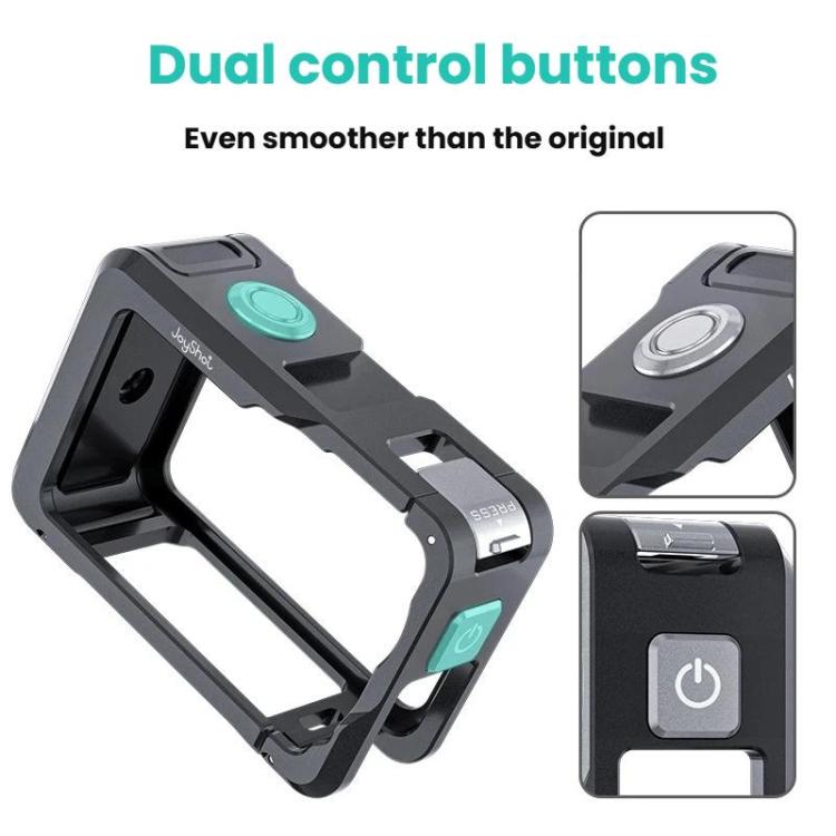 For DJI Osmo Action 6 Joyshot Dual-Open Metal Cage Aluminum Protective Frame with 1/4-inch Screw Holes & Cold Shoe Mount, Dual-Open Cage