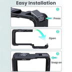 For DJI Osmo Action 6 Joyshot Dual-Open Metal Cage Aluminum Protective Frame with 1/4-inch Screw Holes & Cold Shoe Mount, Dual-Open Cage